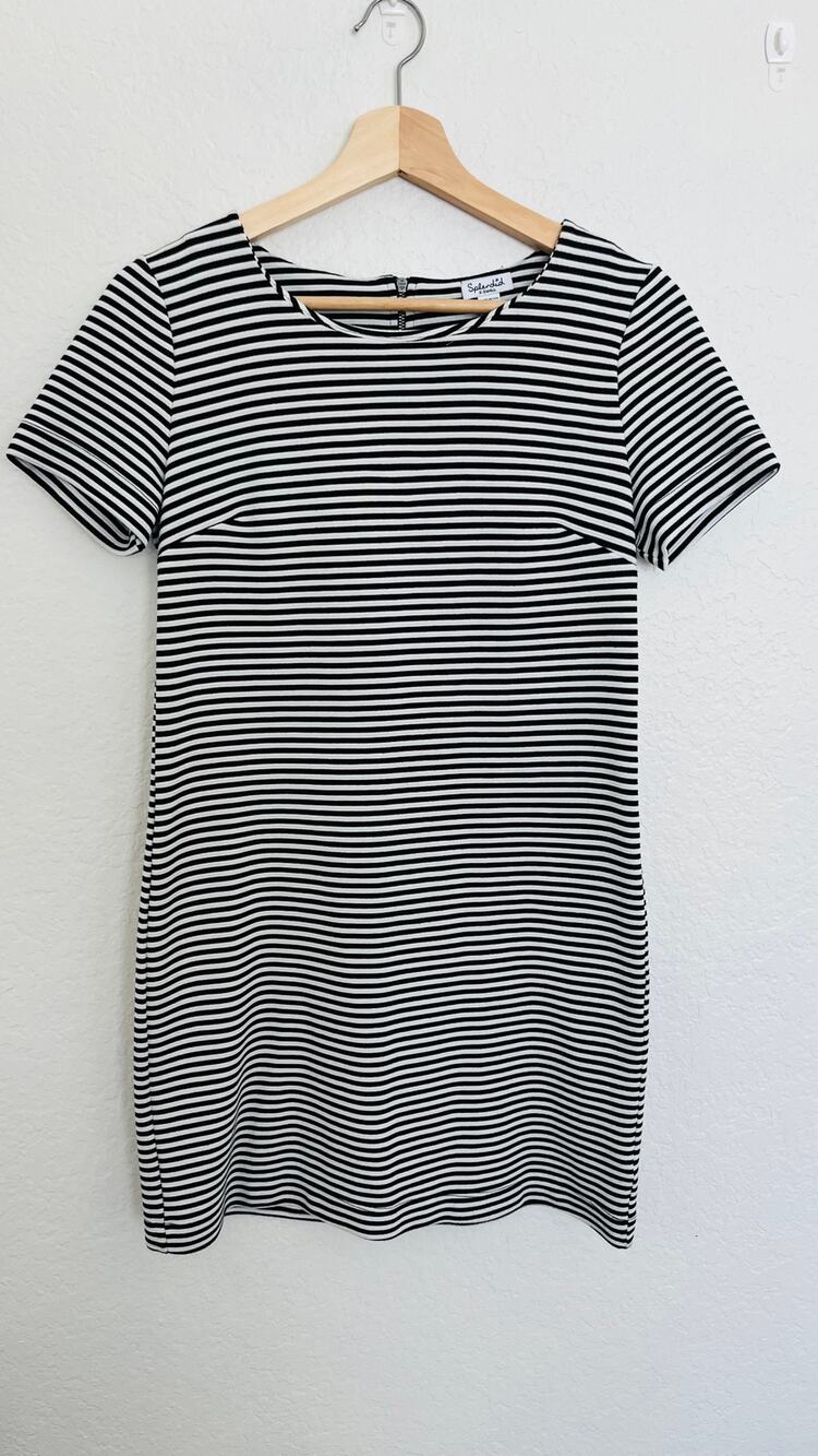Splendid XS Black & White Striped Dress